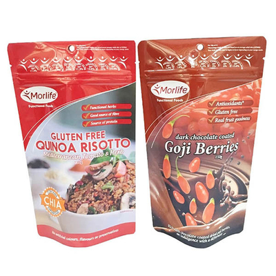 साफ खिड़की के साथ जिपर Resealable  हीट सील करने योग्य खाद्य भंडारण Doypack पैकेजिंग पाउच बैग खड़े हो जाओ